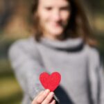 macro shot of heart shaped cut out